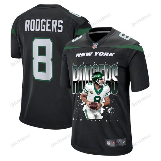 Aaron Rodgers 8 New York Jets Road to Greatness Men Game Jersey - Black